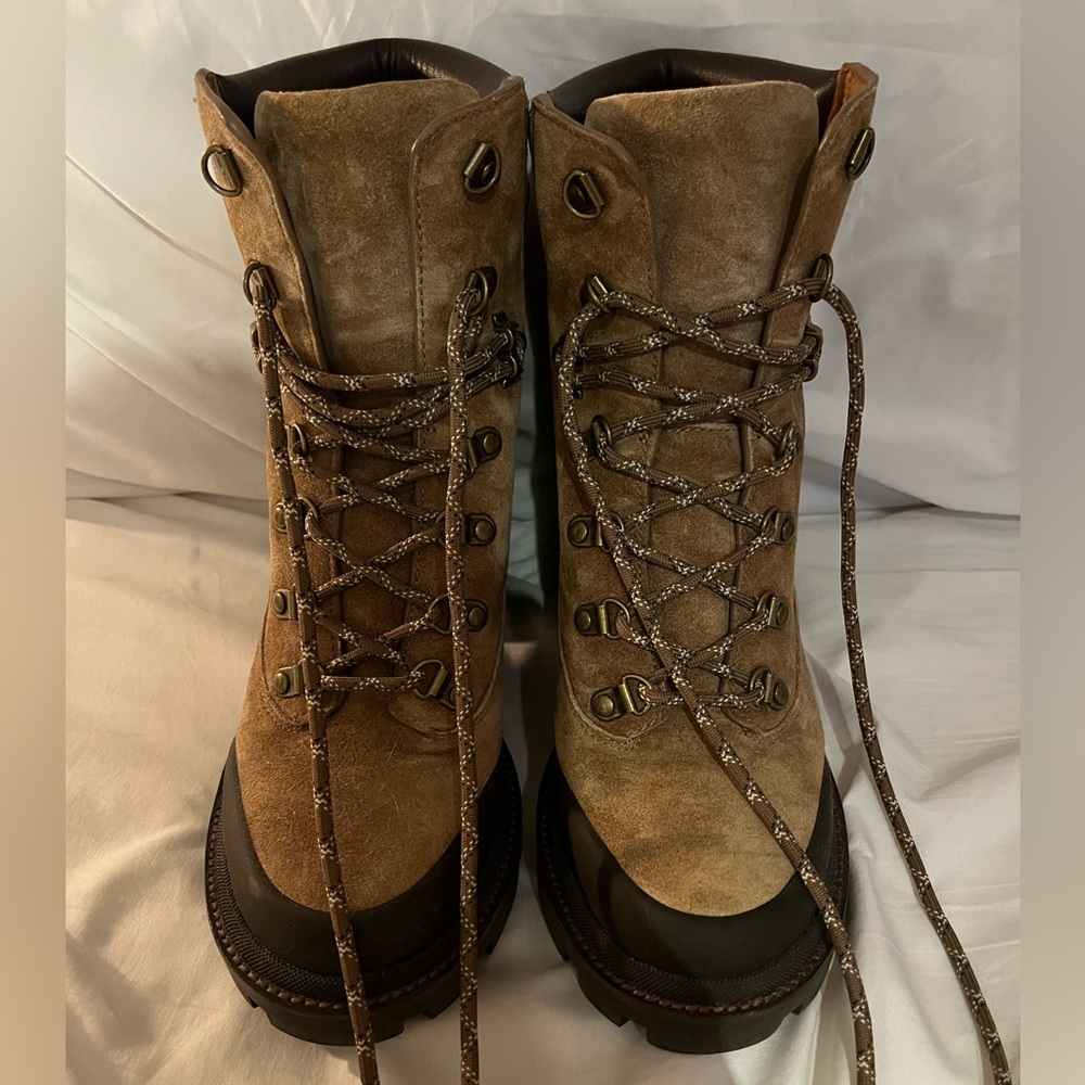Tory Burch Brown Suede Lug Sole Boots
